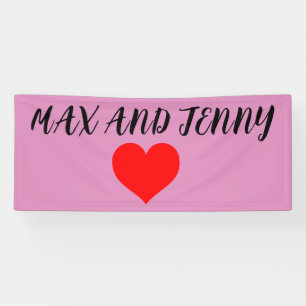 Lona Estandarte rosa de corazón personalizado para el d