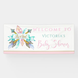 Lona Estandartes de Niña de Flechas y Plumas Boho para 