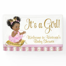 Estandartes para baby shower de princesa afroameri
