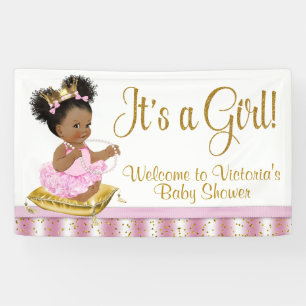 Lona Estandartes para baby shower de princesa afroameri