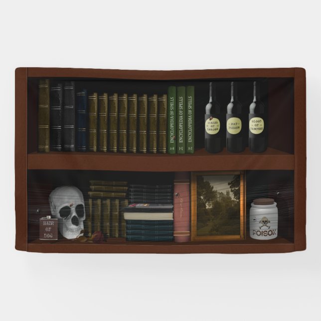 Lona Estante de la biblioteca Faux Hauned House Witch D (Horizontal)