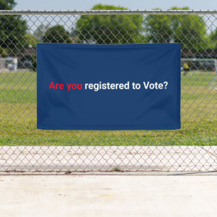 Lona ¿Estás registrado para votar? blanco rojo y azul m