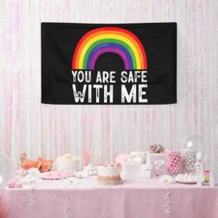 Lona Estás Seguro Conmigo Mes del Orgullo LGBTQ Bandera