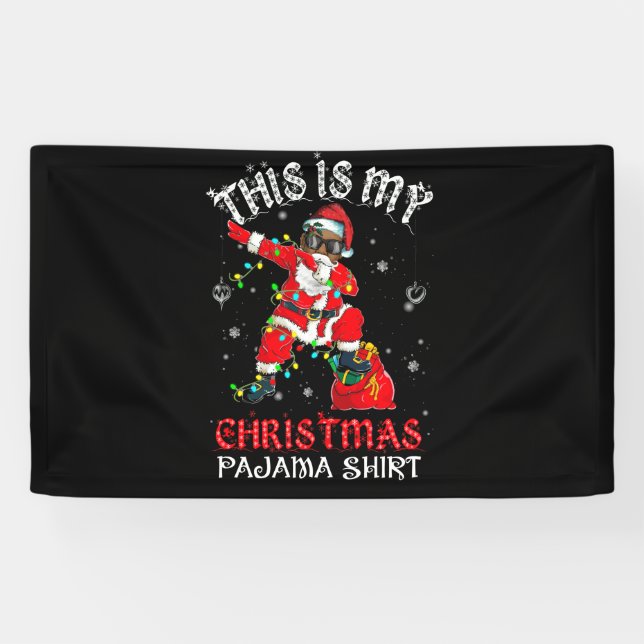 Lona Este es mi Navidad Pajama Dabbing African Santa (Horizontal)