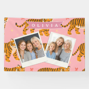 Lona Estética personalizada rosa tigre chic atrevida di
