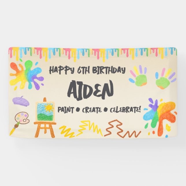 Lona Estilo de Crayón Editable – Pintura y Paleta Artís (Horizontal)