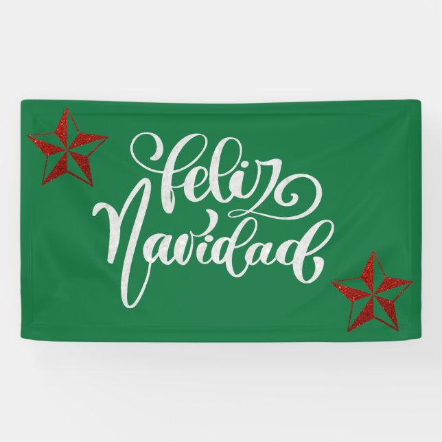 Lona Estrella de Navidades del Purpurina Rojo (Horizontal)