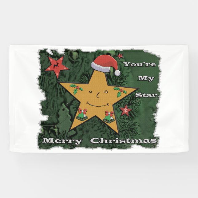 Lona Estrella de pan de jengibre navideño (Horizontal)