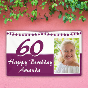 Lona Estrella morada de Bunting Foto 60th Birthday Part