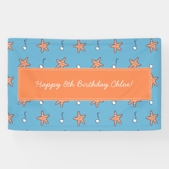 Lona Estrellas costeras y notas musicales Feliz cumplea (Horizontal)