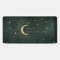 Estrellas de luna verde esmeralda Banner azul de m