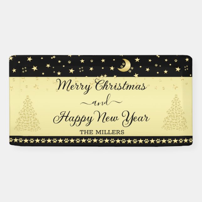 Lona Estrellas de Navidades brillantes de oro, trapos d (Horizontal)