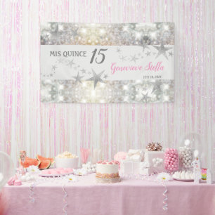 Lona Estrellas plateadas de moda Quinceanera