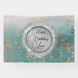 Lona Estrellas Purpurinoso sobre el cumpleaños personal