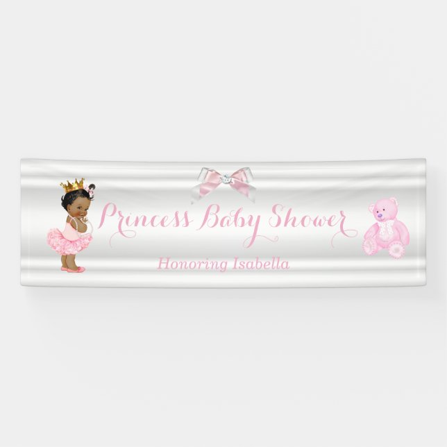 Lona Etnia blanca rosada de la princesa Baby Shower (Horizontal)