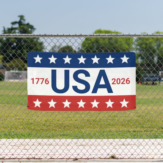 Lona EUA 1776 2026 250º aniversario Azul Blanco Rojo (in situ)