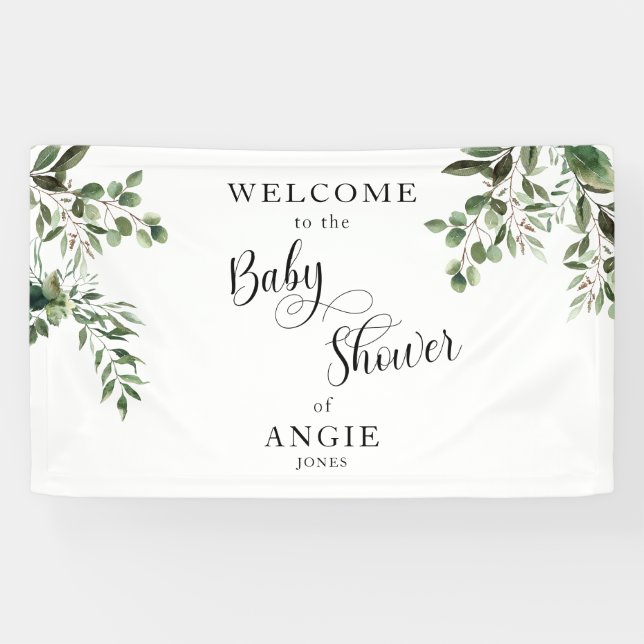 Lona Eucalyptus White Simple Baby Shower (Horizontal)