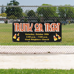 Lona Evento Comunitario de Trunk Or Treat Candy Corn