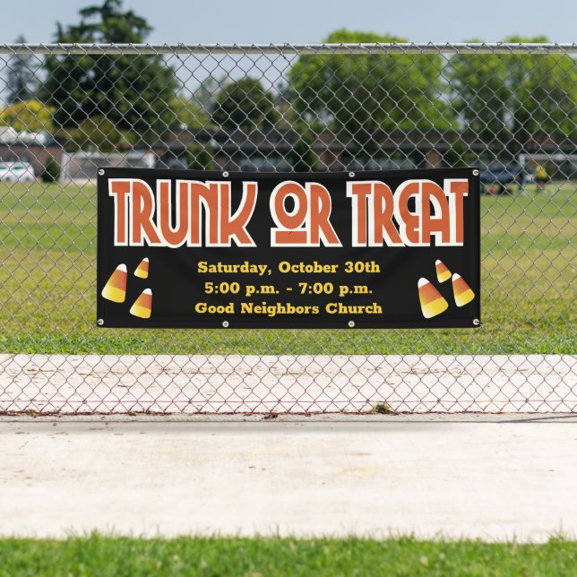 Lona Evento Comunitario de Trunk Or Treat Candy Corn (In situ)
