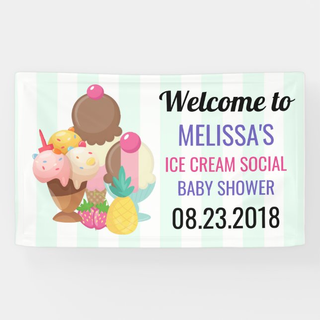 Lona Evento de Baby Shower social de Ice Cream (Horizontal)