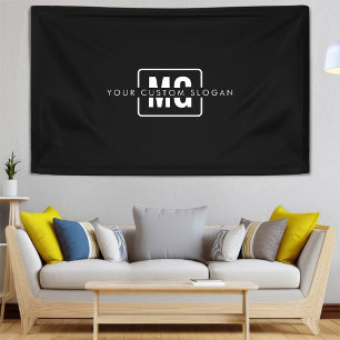Lona Evento Personalizado de Marca de Monograma Negro E