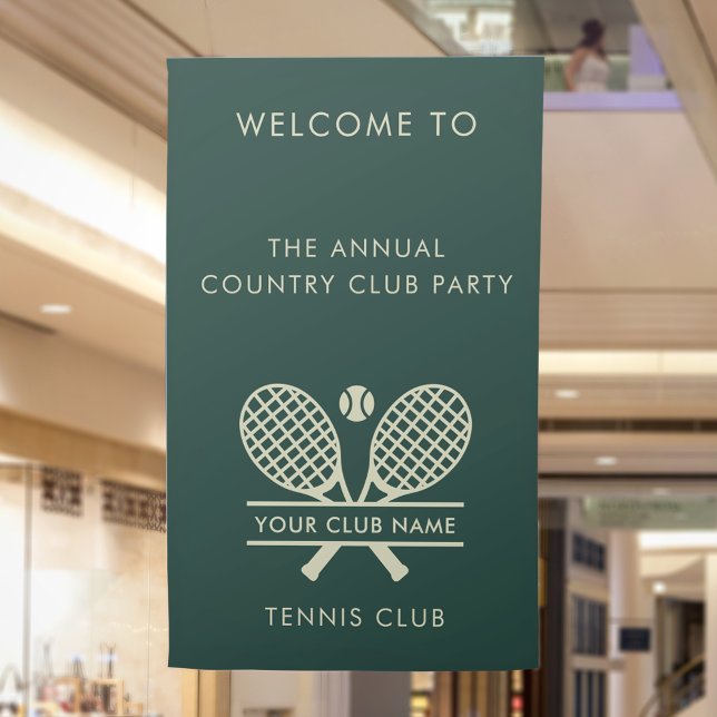 Lona Eventos del Equipo de Tenis del Country Club Name  (Annual Tennis Country Club Green and Beige Vertical Banner)