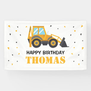 Lona Excavator Construction Birthday backdrop
