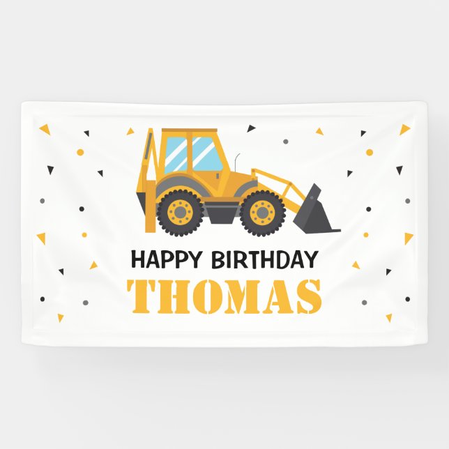 Lona Excavator Construction Birthday backdrop (Horizontal)