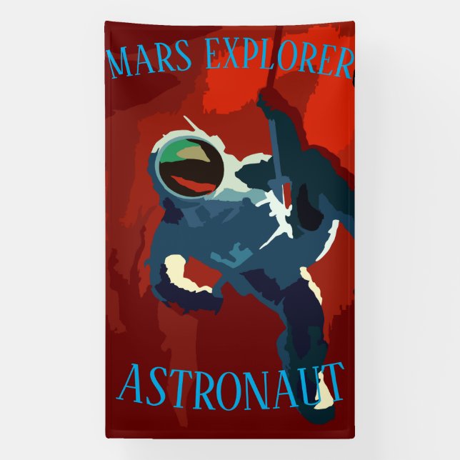 Lona Explorador de Marte astronauta viaje espacial vaca (Vertical)