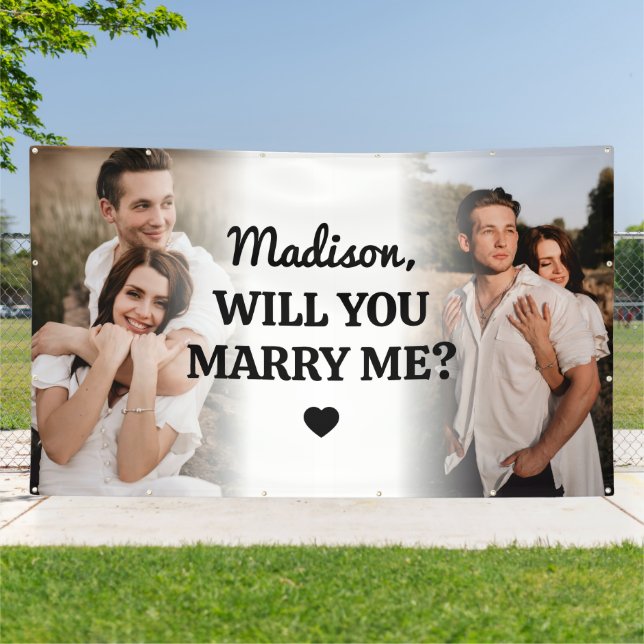 Lona Extra Large Custom 2 Photo Marriage Proposal Vinyl (Afuera)