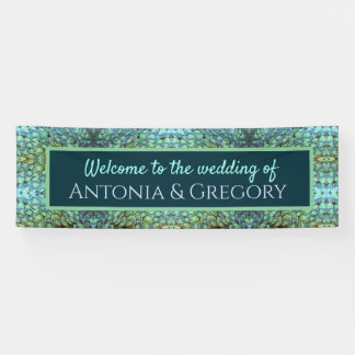 Lona Extravagante Aqua Vibrant Peacock Feathers Boda