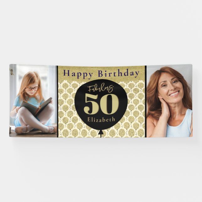 Lona Fabuloso 50 cumpleaños de oro (Horizontal)