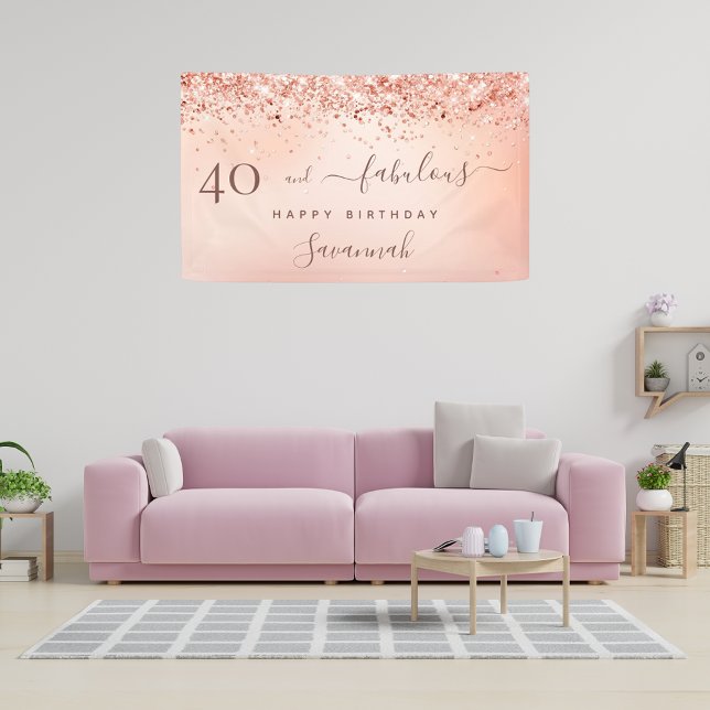 Lona Fabuloso rosa de cumpleaños dorado rosa (Subido por el creador)