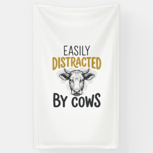 Lona Fácilmente Distraído Por Vacas Camiseta Divertida