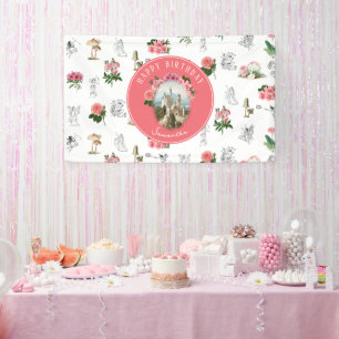 Lona Fairies Pink Floral Mushroom Fairy Castle Cumpleañ