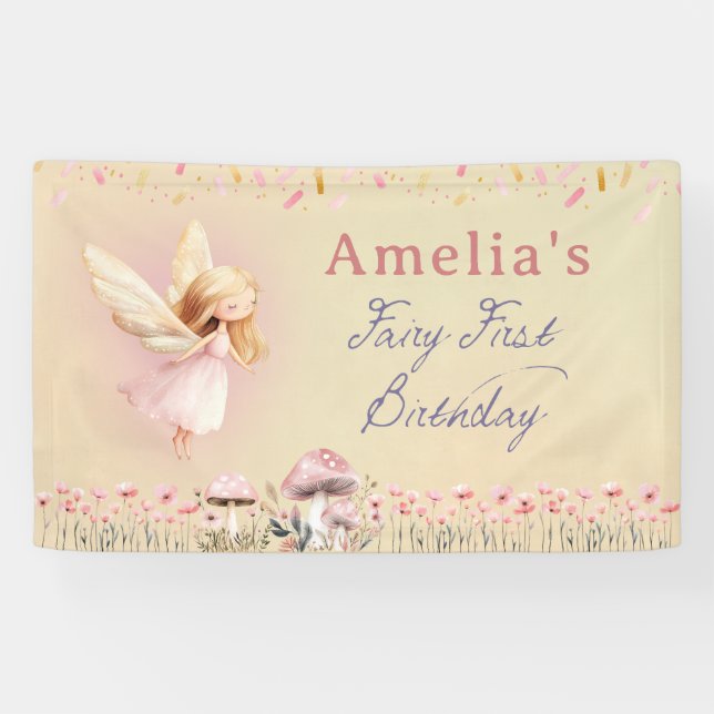 Lona Fairy First Theme Girl's 1st Birthday Party Custom (Horizontal)