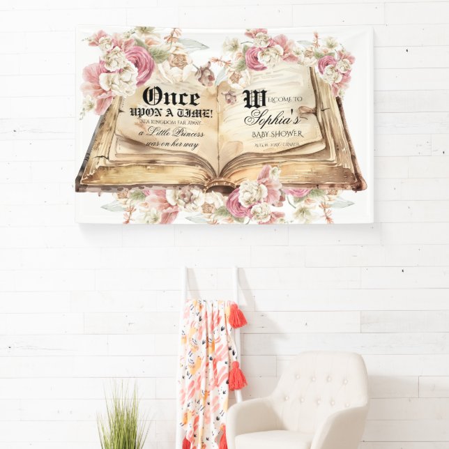 Lona Fairytale Royal Baby Shower Welcome Sign (in situ)