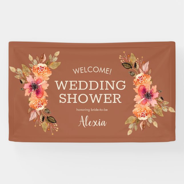 Lona Fall Floral Bridal Shower Terracotta (Horizontal)