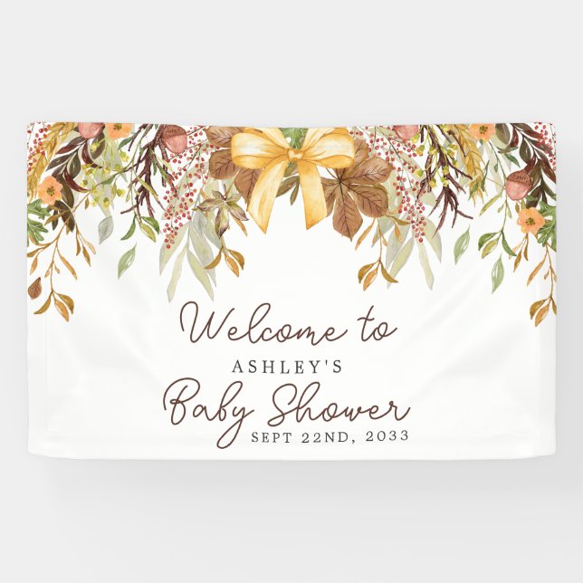 Lona Fall Foliage Floral Baby Shower Welcome (Horizontal)