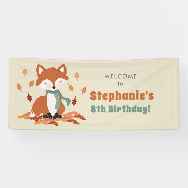 Lona Fall Fox Woodland Birthday (Horizontal)