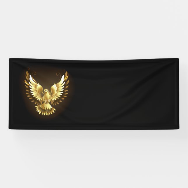 Lona Falsa paloma de paz del Relieve metalizado dorado  (Horizontal)