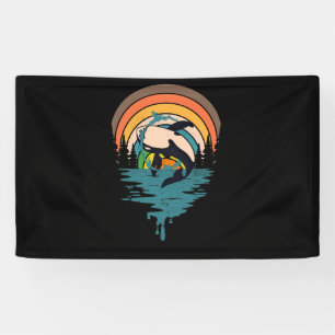 Lona Familia Orca Arte Retro Vintage, Familia Ballena A