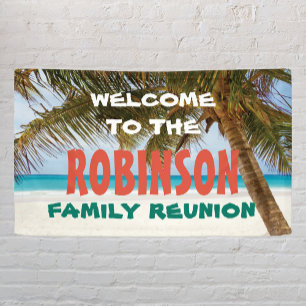Lona Family Reunion Welcome with beach and palm tree