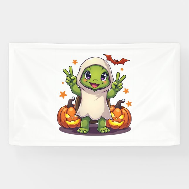 Lona Famoso fantasma de la tortuga Boo Halloween niños  (Horizontal)