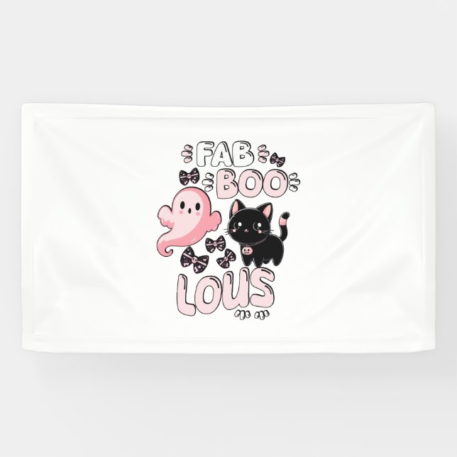 Lona Famoso Gantador Rosa Halloween Spooktacular Cat Fa (Horizontal)