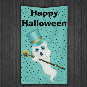 Lona Fancy Ghost Top Hat Gold Skull Stars