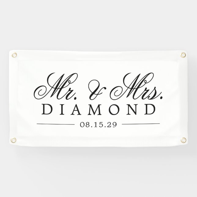 Lona Fancy Mr. y Mrs. Car Banner (Horizontal)