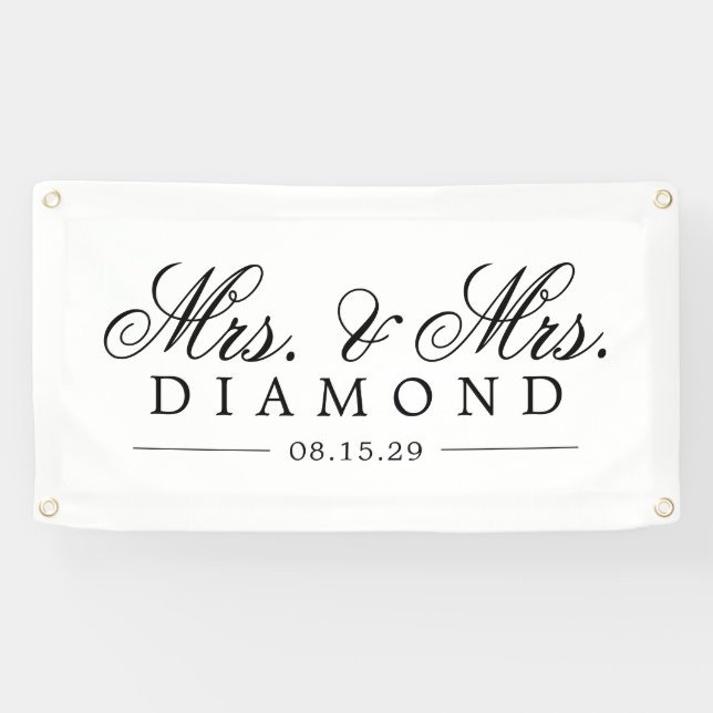 Lona Fancy Mrs. y Mrs. Car Banner (Horizontal)