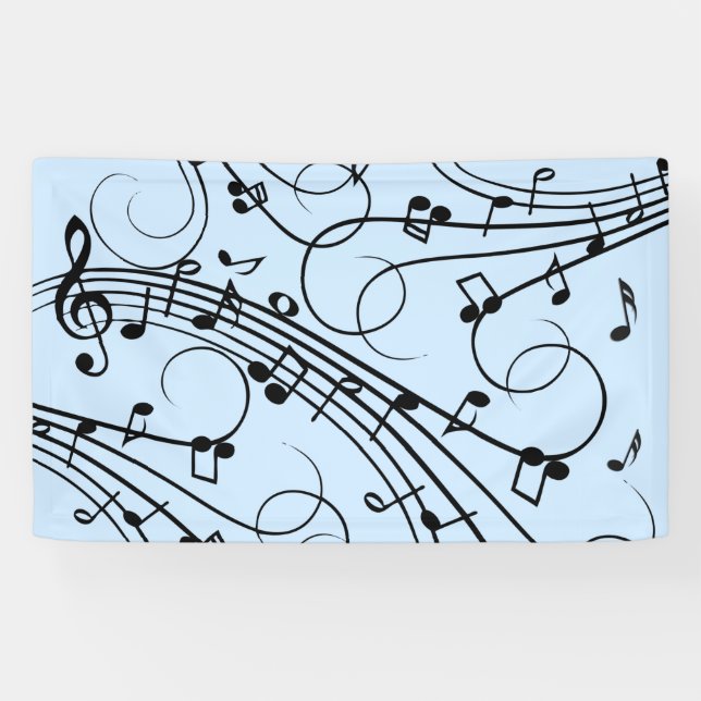 Lona Fancy Music Notes Blue (Horizontal)