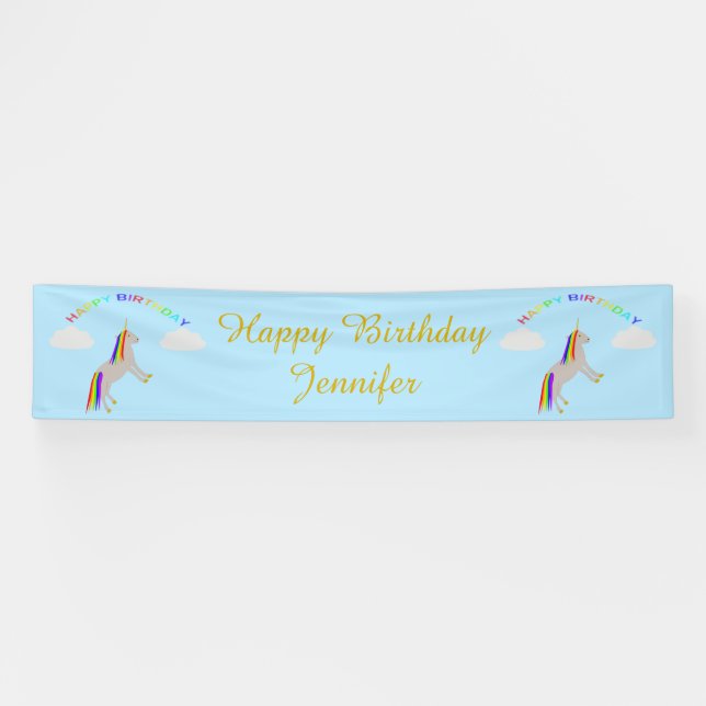 Lona Fantasía cumpleaños Unicornio Personalizado de arc (Horizontal)
